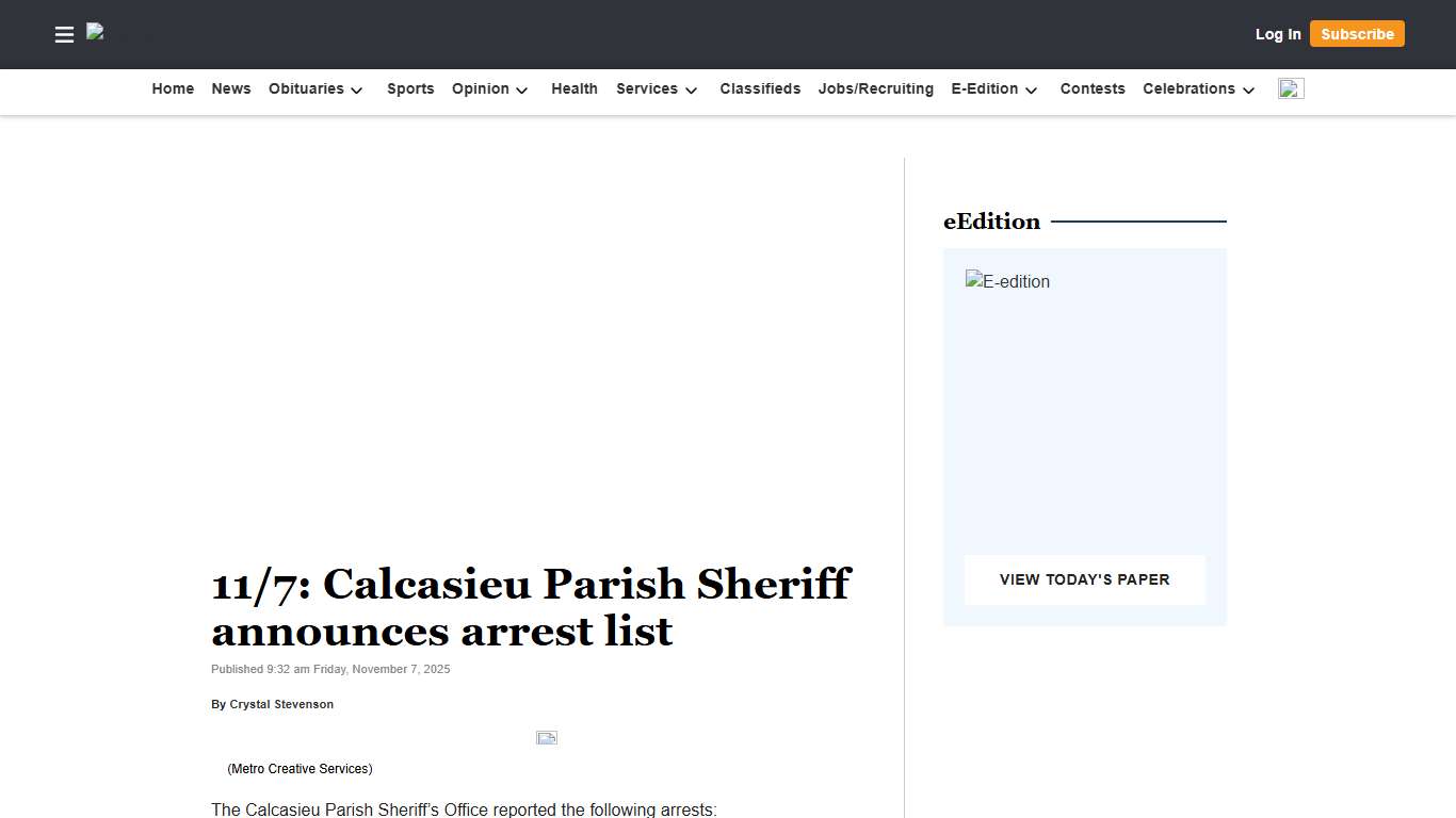 11/7: Calcasieu Parish Sheriff announces arrest list American Press