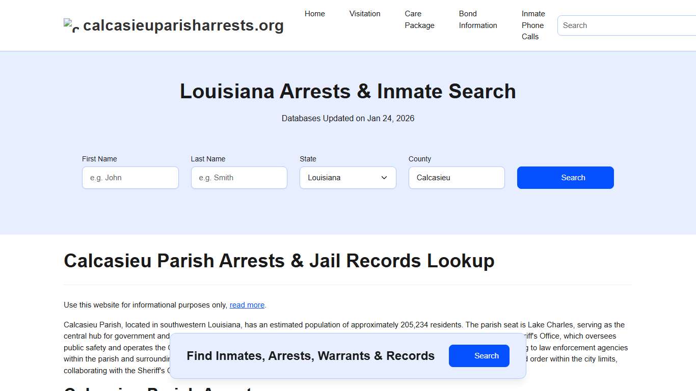 Calcasieu Parish, LA Arrests, Warrants, Police Records Search