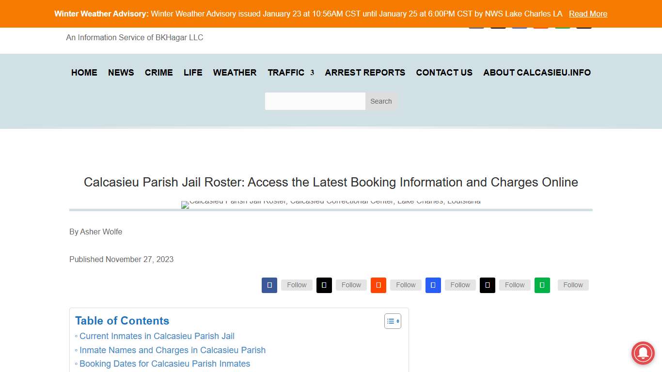 Calcasieu Parish Jail Roster: Access the Latest Booking Information and Charges Online Calcasieu Parish News
